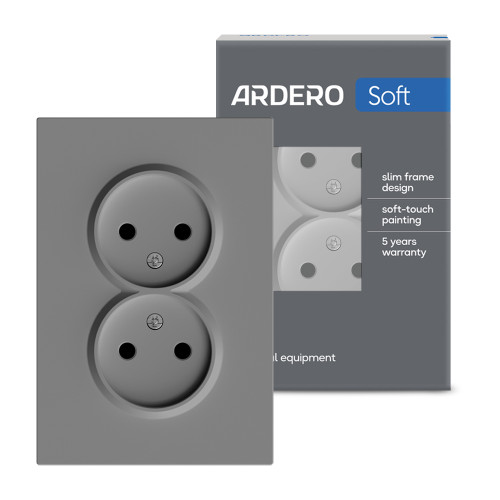 Розетка двойная Ardero ER112-G Soft 16А без заземления серая