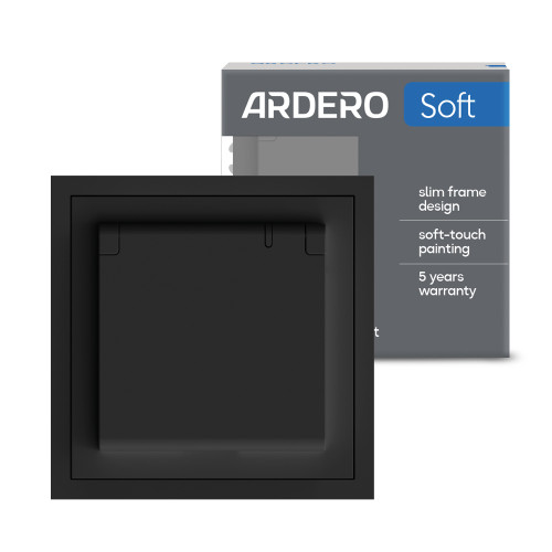 Розетка Ardero ER131-B Soft 16А із заземленням кришкою та шторками чорна