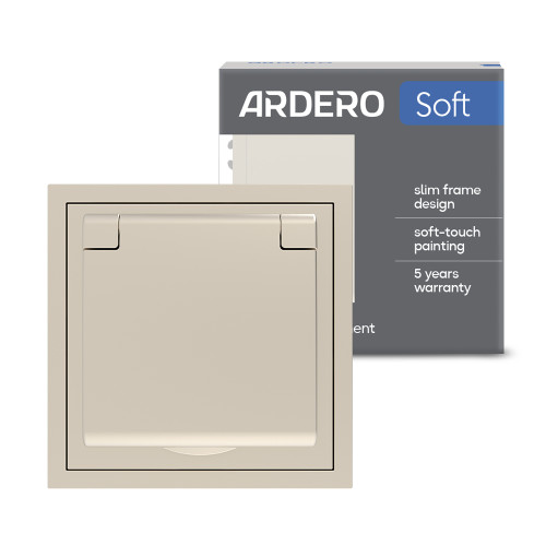 Розетка Ardero ER131-C Soft 16А c заземлением кришкой и шторками шампань