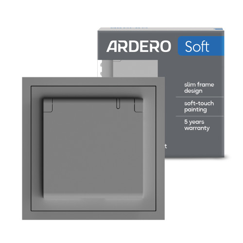 Розетка Ardero ER131-G Soft 16А c заземлением кришкой и шторками серая