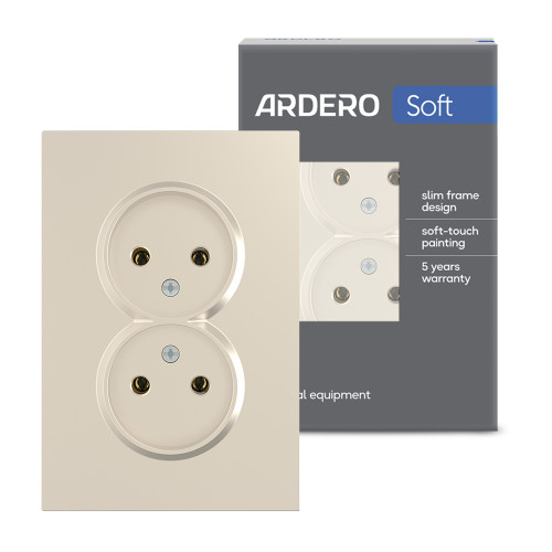 Розетка двойная Ardero ER112-C Soft 16А без заземления шампань