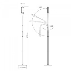 LED торшер чорний VIDEX TF07B 14W 3000-5500K