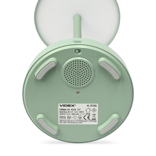 LED лампа настiльна з акумулятором VIDEX VL-TF24G 8W 4000K+RGB Green