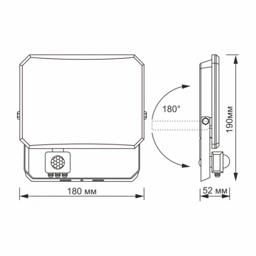 LED прожектор VIDEX F3 50W 5000K з датчиком руху 220V Black (VLE-F3-0505B-S)