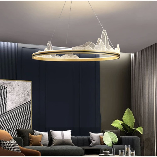 Изысканная подвесная LED люстра с имитацией высокогорья Ø 80 см | Line F | Арт. SGA16-800 AB 