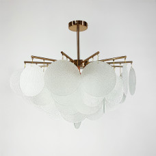 Cтельова люстра в кольорі мідь з унікальними скляними пластинами Line.F  Діаметр 80см