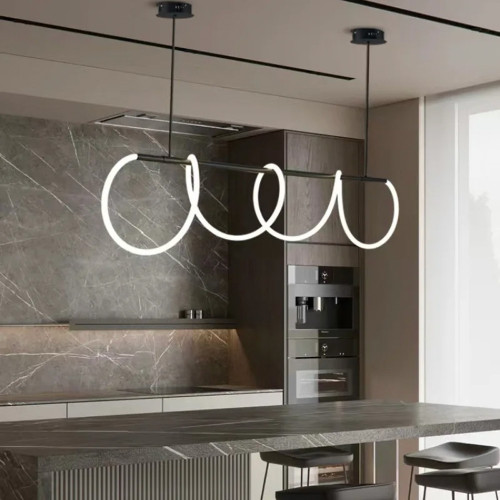 Чорна видовжена люстра ELISION з гнучкою LED стрічкою Line.F  Довжина 120 см