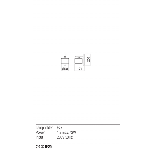 Бра Redo MILLER AP 1X42W E27 WHITE (5.1.1) 01-1548