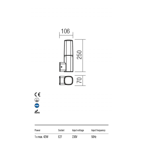 Бра вуличне CRAYON AP E27 42W IP44 DB (5.1.1) Redo 9074