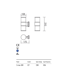 Бра вуличне EXTER AP E27 2X42W IP54 BR (5.1.1) Redo 9378