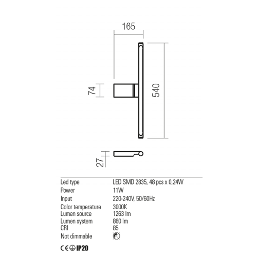 Бра Redo ALF AP LED 11.5W 3000K WH (4.1.2) 01-1228