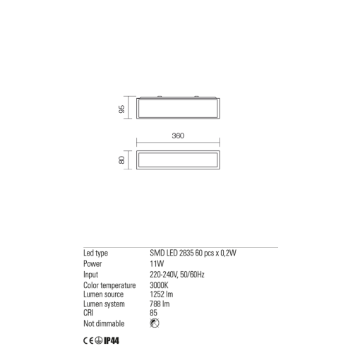 Бра Redo EGO AP LED 12W 3000K CH (5.1.2) 01-1234