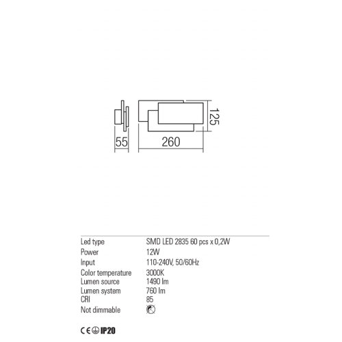 Бра Redo GAMER AP LED 12W IP20 SW 3000k (5.1.2) 01-1444