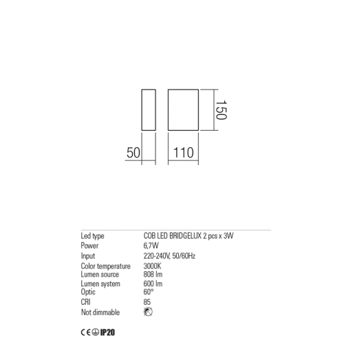 Бра Redo MATCH AP LED 6W IP20 MB (5.1.2) 01-1448