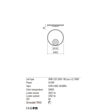 Бра Redo ORBIT AP/PL LED 26W 3000K D400 INDIRECT LIGHT BRASS (5.1.2) 01-1701