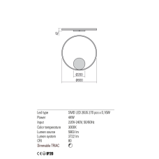 Бра Redo ORBIT AP/PL LED 42W 3000K D600 INDIRECT LIGHT BRASS (4.1.2) 01-1705
