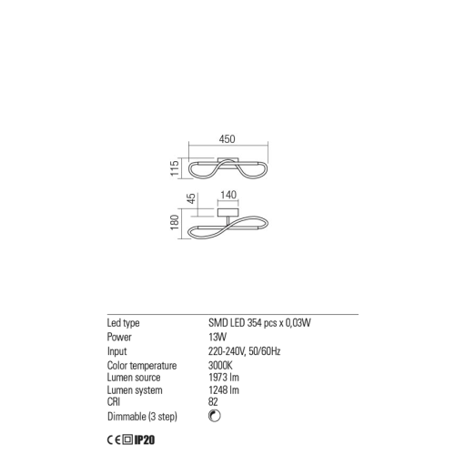Бра Redo CORRAL AP LED 12W 3000K SAND BLACK (5.1.2) 01-2109
