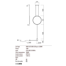 Люстра/торшер Redo SLICK SU/LAMP RD LED 19W 3000K GD (4.1.2) 01-2196