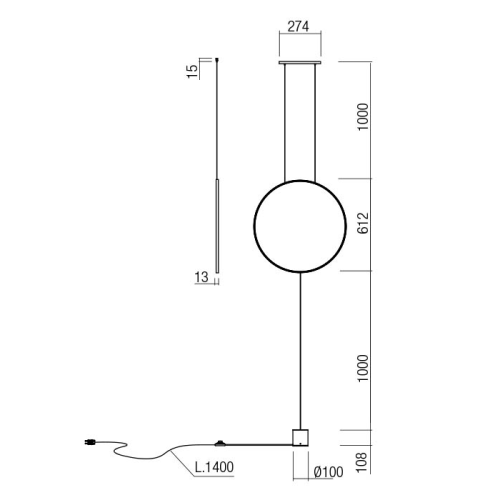 Люстра/торшер Redo SLICK SU/LAMP RD LED 19W 3000K SBK (4.1.2) 01-2197