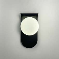 Бра із білим плафоном у чорному корпусі 25х12 см | Арт. W 083/1 BK | Line F