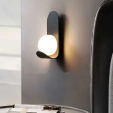 Бра із білим плафоном у чорному корпусі 25х12 см | Арт. W 083/1 BK | Line F