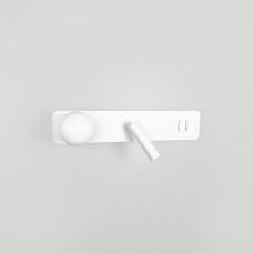 Біле бра з білим плафоном та спотом на 2 вимикачі 40х8 см | Line F | Арт. B91/2 WT 