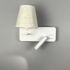 Біле ліве бра із плафоно-абажуром та спотом на 2 вимикачі | Line F | Арт. WJ081/2 L WT 