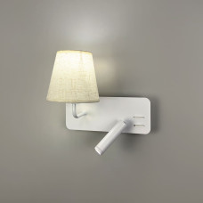 Біле ліве бра із плафоно-абажуром та спотом на 2 вимикачі | Line F | Арт. WJ081/2 L WT 