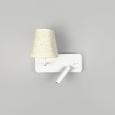 Біле ліве бра із плафоно-абажуром та спотом на 2 вимикачі | Line F | Арт. WJ081/2 L WT 