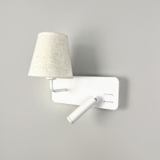 Біле ліве бра із плафоно-абажуром та спотом на 2 вимикачі | Line F | Арт. WJ081/2 L WT 