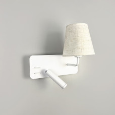 Біле праве бра із плафоно-абажуром та спотом на 2 вимикачі | Line F | Арт. WJ081/2 R WT 