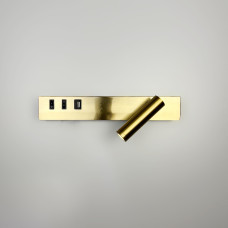 Латунне бра з поворотним спотом справа + розʼєм USB | Арт. WJ 028/2 L AB (лівий) | Line F