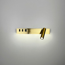 Латунне бра з поворотним спотом справа + розʼєм USB | Арт. WJ 028/2 L AB (лівий) | Line F