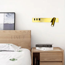 Латунне бра з поворотним спотом справа + розʼєм USB | Арт. WJ 028/2 L AB (лівий) | Line F