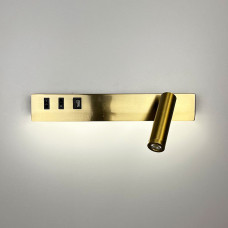 Латунне бра з поворотним спотом справа + розʼєм USB | Арт. WJ 028/2 L AB (лівий) | Line F