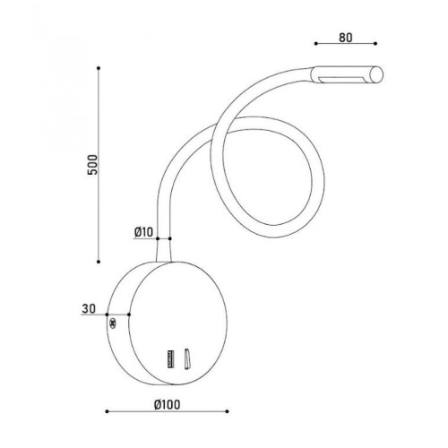 Бра+USB 5V 2,1A KLOODI DECO WA-LIANA 500 3K WH