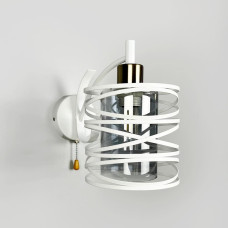 Белое металлическое бра Лофт в корпусе 25х16 см с графитовым плафоном | Line F | Арт. 8190/1W WT+GR 