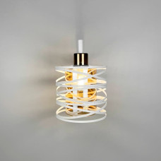 Белое металлическое бра Лофт в корпусе 25х16 см с янтарным плафоном | Line F | Арт. 8190/1W WT+AM 