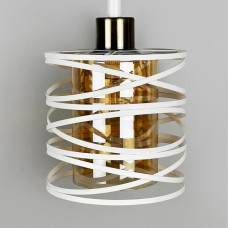 Белое металлическое бра Лофт в корпусе 25х16 см с янтарным плафоном | Line F | Арт. 8190/1W WT+AM 