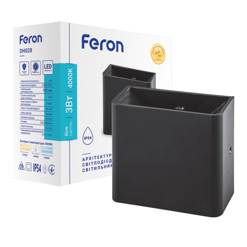 Архитектурный светодиодный накладной светильник Feron DH028 3Вт 4000K черный