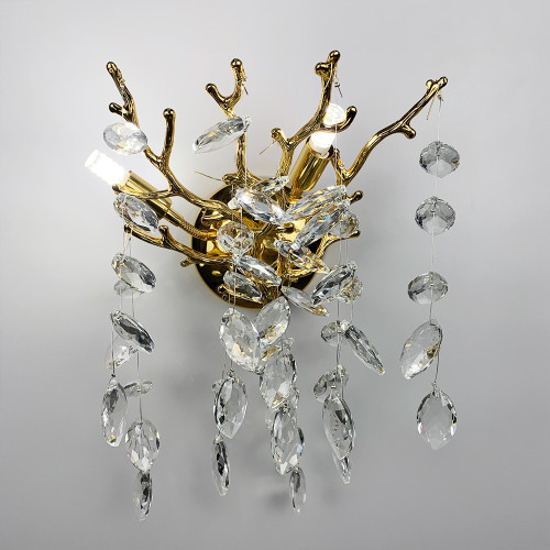 Изысканное золотое бра DIAMINA с хрустальными камнями | Line F | Арт. W33007/2 S GD 