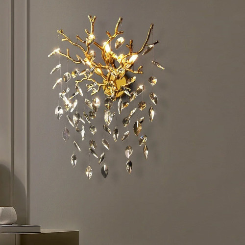 Изысканное золотое бра DIAMINA с хрустальными камнями | Line F | Арт. W33007/2 S GD 