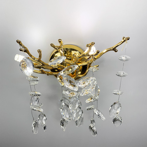 Изысканное золотое бра DIAMINA с хрустальными камнями | Line F | Арт. W33007/2 S GD 