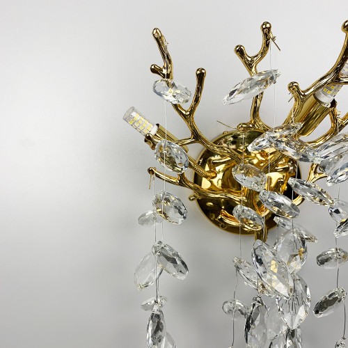Изысканное золотое бра DIAMINA с хрустальными камнями | Line F | Арт. W33007/2 S GD 