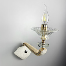 Бра с белой экокожией и прозрачным хрусталем | Line F | Арт. S609/1 WT 