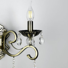 Бра подсвечник на 2 лампы с хрустальными подвесками в бронзовом корпусе | Line F | Арт. 6071/2 AB 