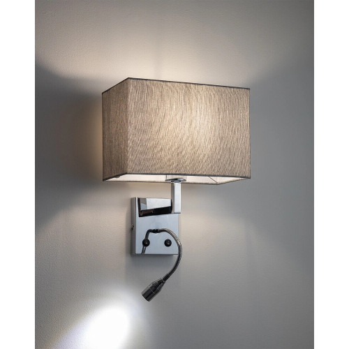 Бра, настінний світильник Nowodvorski 11793 Hotel Mood E27+LED 2x10W+2.2W 4000K IP20 сірий
