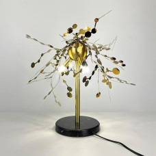 Лампа настольная из гибких латунных кружочков из металла Ø 50х45 см | Line F | Арт. 1030T AB 