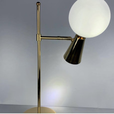 Золотая лампа ABELINA с белым плафоном на два источника света | Line F | Арт. YG8006-2T GD 