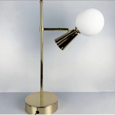 Золотая лампа ABELINA с белым плафоном на два источника света | Line F | Арт. YG8006-2T GD 